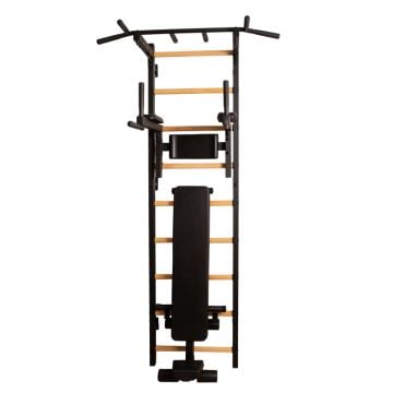 BenchK® wall bars 723 with pull-up bar, dip bars & training bench