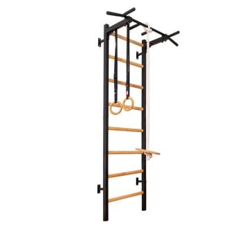 BenchK® Wall Bars 221 with Pull-Up Bar, Rope, and Rings