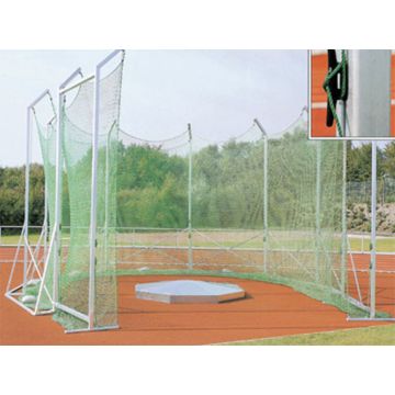 Discus and hammer throw protective screens in ground sockets 4.5 by 5 m