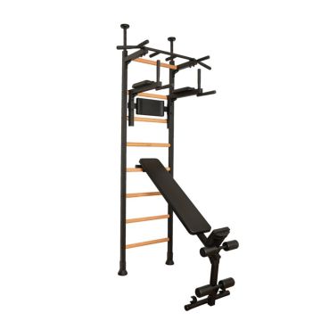 BenchK® Wall Bars 523B with Pull-Up Bar, Dip Bars & Training Bench